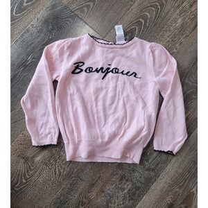 Janie & Jack Girls Pink Sweater Long Sleeve Bonjour Graphic Size‎ 4 Girls #2